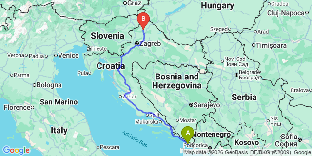 Map: Dubrovnik Airport (DBV) to Trogir