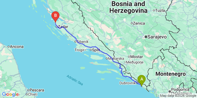 Map: Dubrovnik Airport (DBV) to Zaton