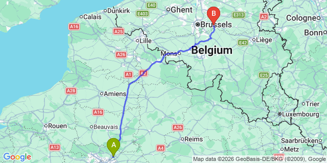 Map: Paris Charles de Gaulle Airport (CDG) to Leuven