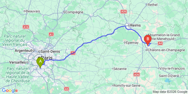 Map: Paris Orly Airport (ORY) to Brussels city (all areas)