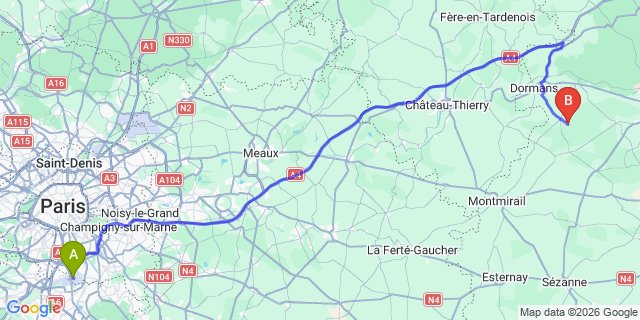 Map: Paris Orly Airport (ORY) to Ghent