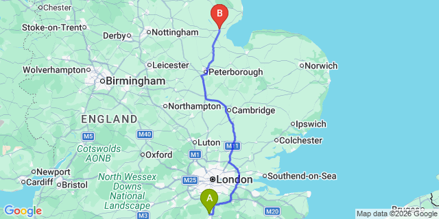 Map: London Gatwick Airport (LGW) to Boston