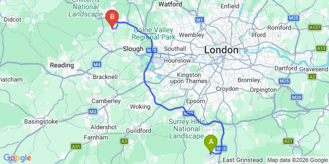 Map: London Gatwick Airport (LGW) to Bourne End