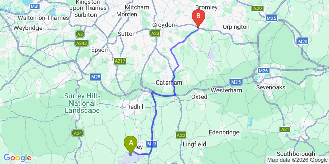 Map: London Gatwick Airport (LGW) to BR4 West Wickham