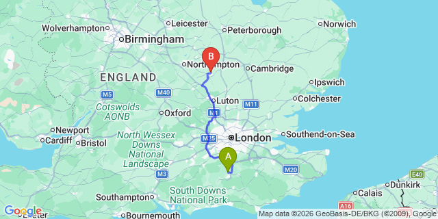 Map: London Gatwick Airport (LGW) to Brickhill
