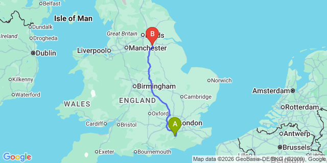 Map: London Gatwick Airport (LGW) to Doncaster