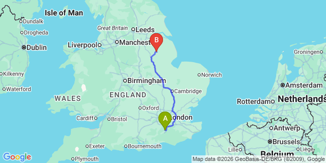 Map: London Gatwick Airport (LGW) to Lincoln