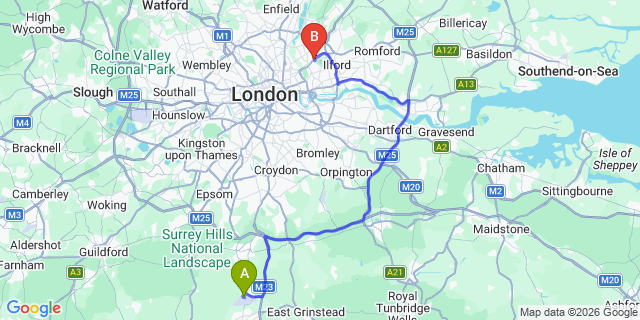 Map: London Gatwick Airport (LGW) to London E11