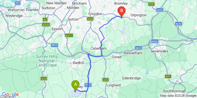 Map: London Gatwick Airport (LGW) to London - Keston