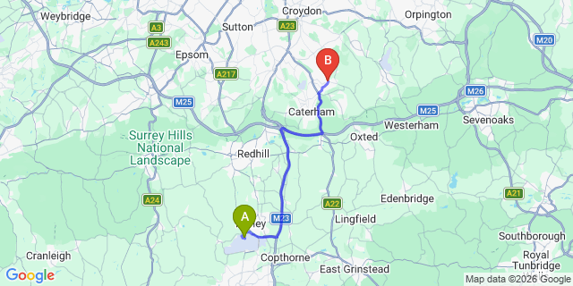Map: London Gatwick Airport (LGW) to London - Warlingham