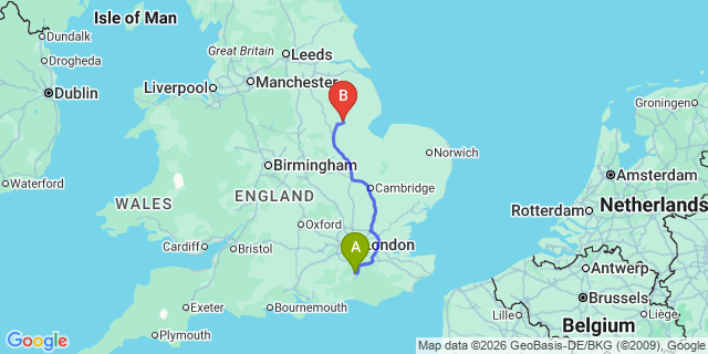Map: London Gatwick Airport (LGW) to Sleaford