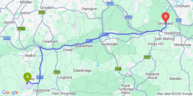 Map: London Gatwick Airport (LGW) to Snodland
