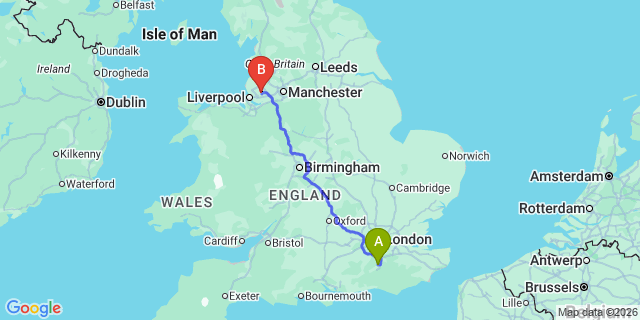 Map: London Gatwick Airport (LGW) to St Helens
