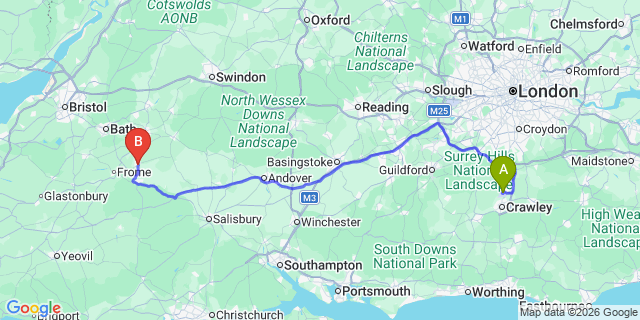 Map: London Gatwick Airport (LGW) to Westbury