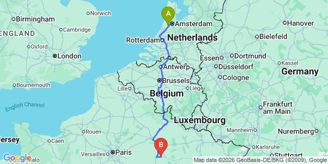 Map: Amsterdam Schiphol Airport (AMS) to Antwerp