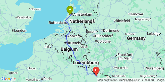 Map: Amsterdam Schiphol Airport (AMS) to cancelled