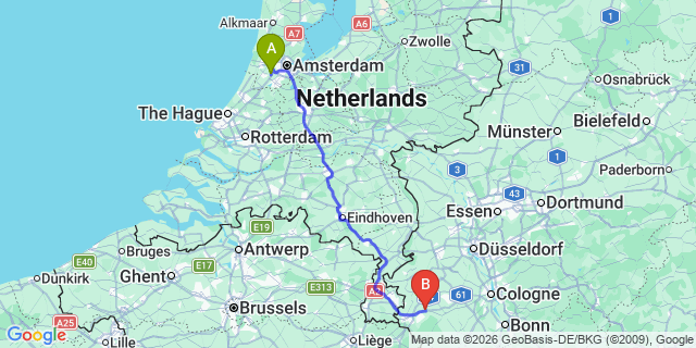 Map: Amsterdam Schiphol Airport (AMS) to Doetinchem