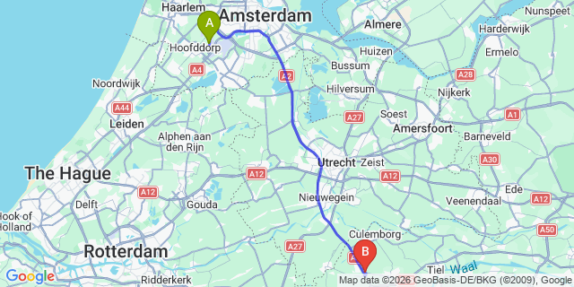 Map: Amsterdam Schiphol Airport (AMS) to Enspijk