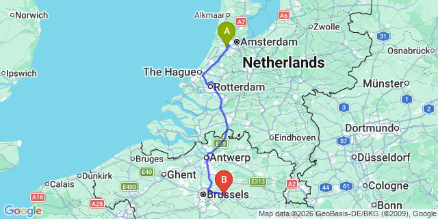 Map: Amsterdam Schiphol Airport (AMS) to Hoofddorp