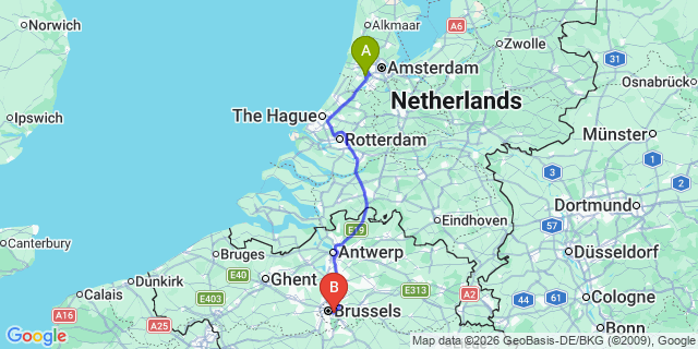 Map: Amsterdam Schiphol Airport (AMS) to Katwijk