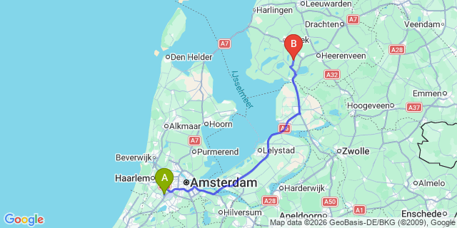Map: Amsterdam Schiphol Airport (AMS) to Legemeer