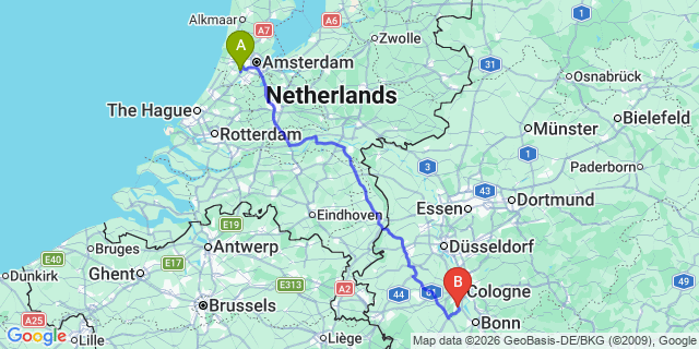 Map: Amsterdam Schiphol Airport (AMS) to Oldenzaal