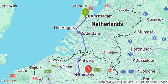 Map: Amsterdam Schiphol Airport (AMS) to Oosterhout