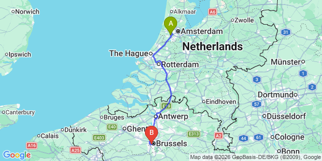 Map: Amsterdam Schiphol Airport (AMS) to Rijswijk