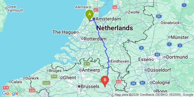 Map: Amsterdam Schiphol Airport (AMS) to Soest