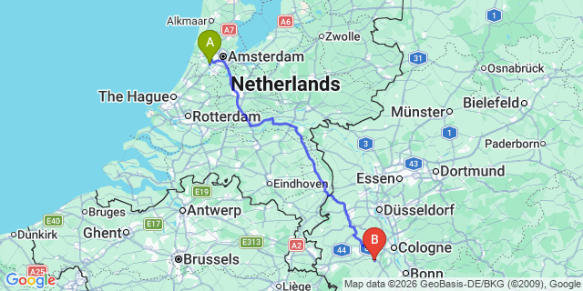 Map: Amsterdam Schiphol Airport (AMS) to Winterswijk