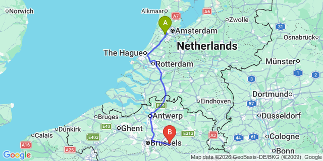 Map: Amsterdam Schiphol Airport (AMS) to Zaandam