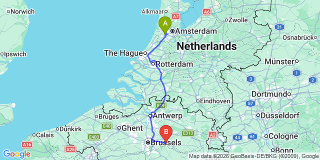 Map: Amsterdam Schiphol Airport (AMS) to Zaanstad