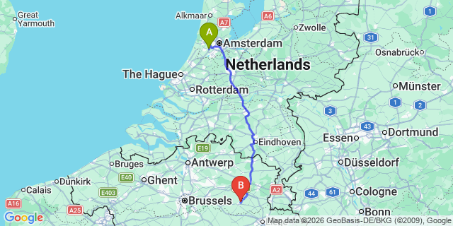 Map: Amsterdam Schiphol Airport (AMS) to Zeist
