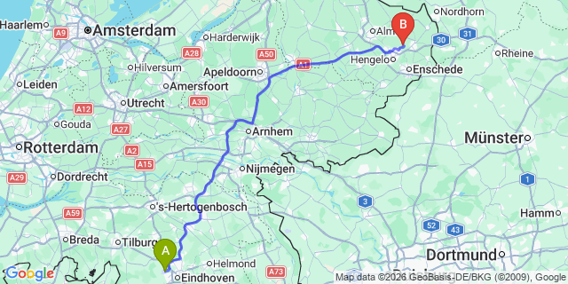 Map: Eindhoven Airport (EIN) to Appingedam