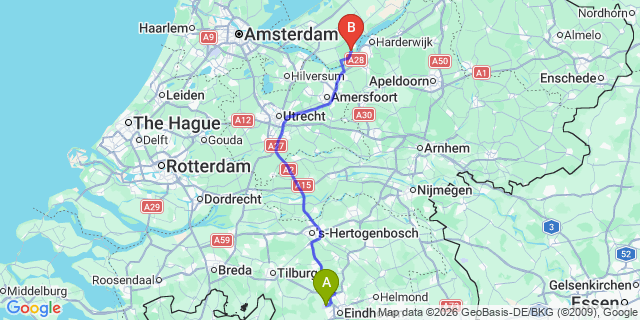 Map: Eindhoven Airport (EIN) to Bolsward