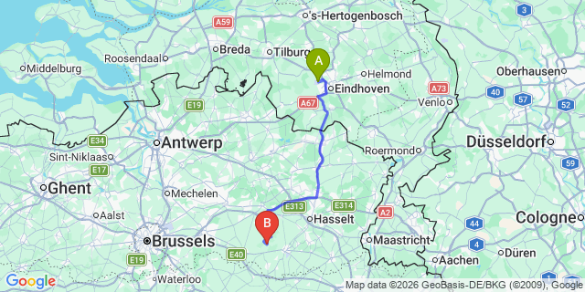 Map: Eindhoven Airport (EIN) to Bouillon