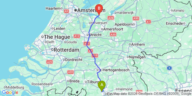 Map: Eindhoven Airport (EIN) to Buren