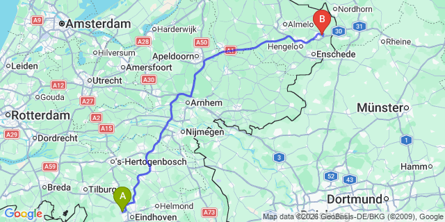 Map: Eindhoven Airport (EIN) to Cologne
