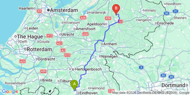 Map: Eindhoven Airport (EIN) to Deventer