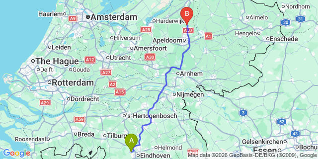 Map: Eindhoven Airport (EIN) to Dokkum