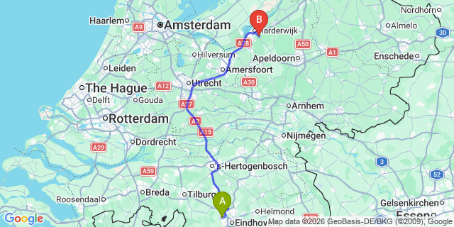 Map: Eindhoven Airport (EIN) to Ede