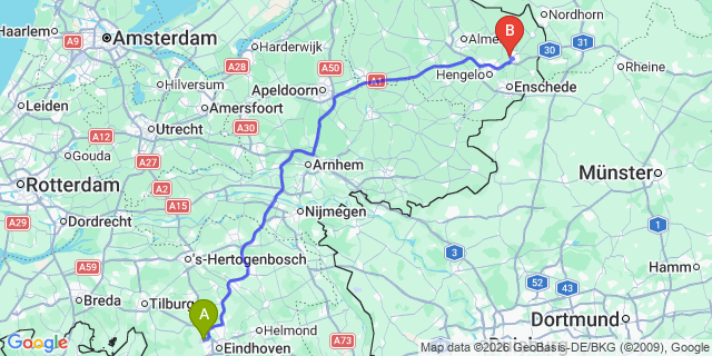 Map: Eindhoven Airport (EIN) to Enschede