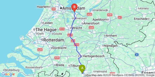 Map: Eindhoven Airport (EIN) to Enspijk
