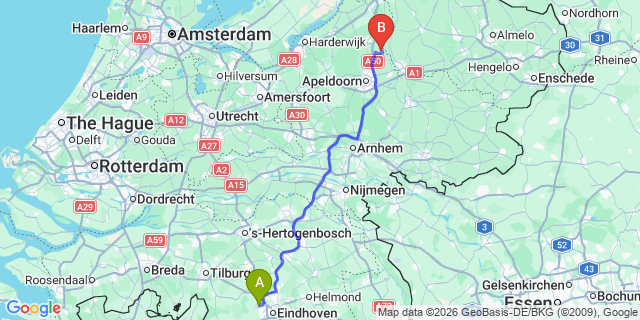 Map: Eindhoven Airport (EIN) to Genemuiden