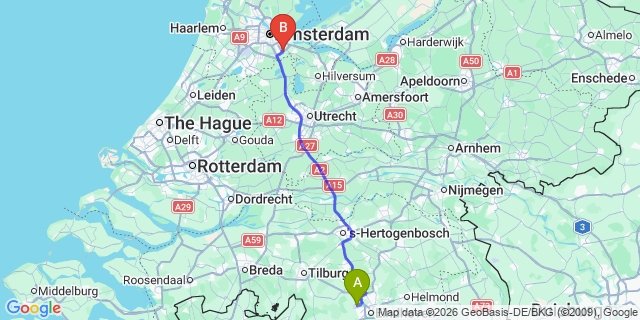 Map: Eindhoven Airport (EIN) to Gorinchem