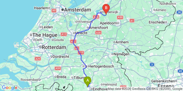 Map: Eindhoven Airport (EIN) to Grave