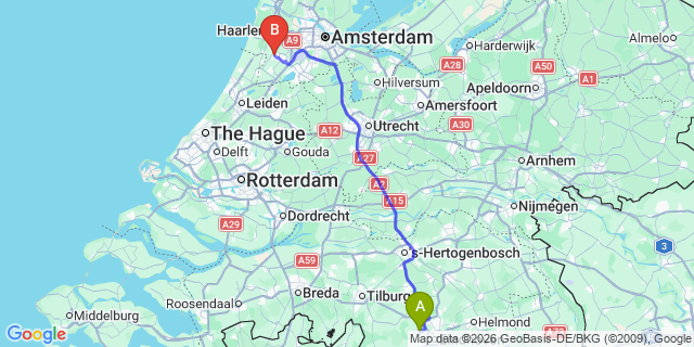 Map: Eindhoven Airport (EIN) to Haarlem