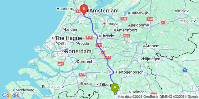 Map: Eindhoven Airport (EIN) to Heerhugowaard