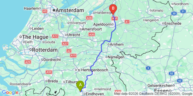 Map: Eindhoven Airport (EIN) to Heerlen
