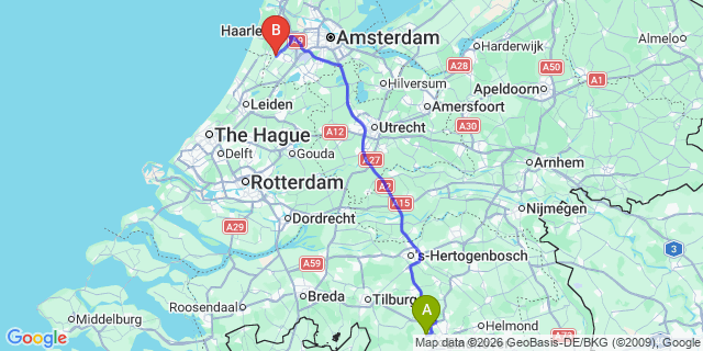 Map: Eindhoven Airport (EIN) to Kessel